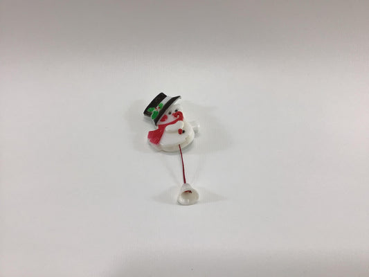 Hard Plastic Articulated Snowman Brooch Vintage Christmas Pull Toy Pin 1970s Christmas Kitschy Nostalgic Holiday Jewelry