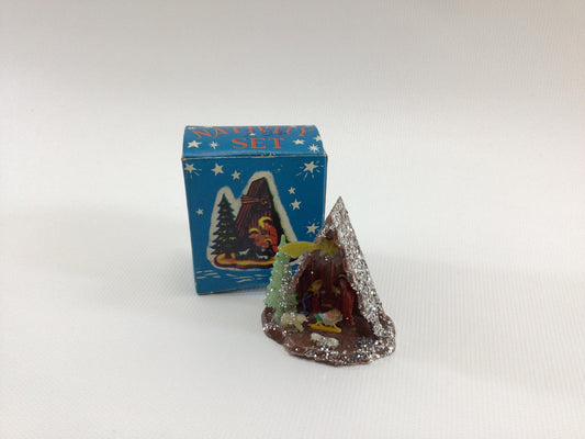 Miniature Nativity Set Kitschy Hard Plastic Made in Hong Kong Vintage Christmas Decor Creche Model No 103