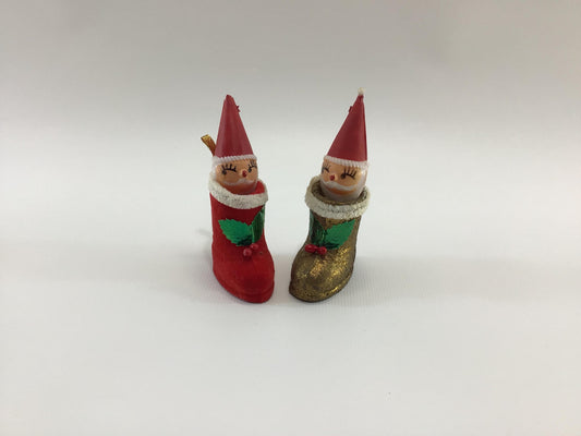 Santa Claus in Boot Tree Ornaments Vintage Kitschy Christmas Holiday Decor