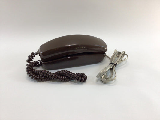 Trimline Telephone Brown ITT Model K200 Rotary Landline Vintage Analog Phone