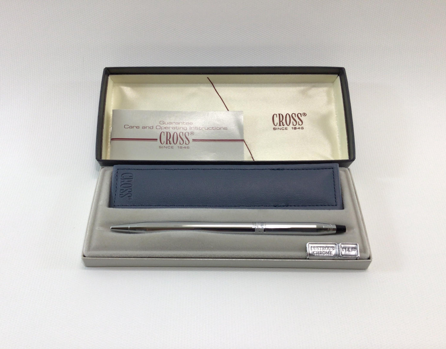 Cross Lustrous Chrome Seashell Motif Ballpoint Pen in Presentation Gift Box Blue Ink