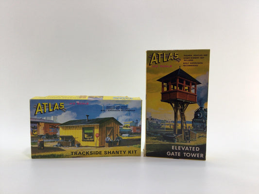 Atlas HO Scale Model Railroad Kits 701 and 702 Vintage Miniature Modeling Elevated Gate Tower and Shanty