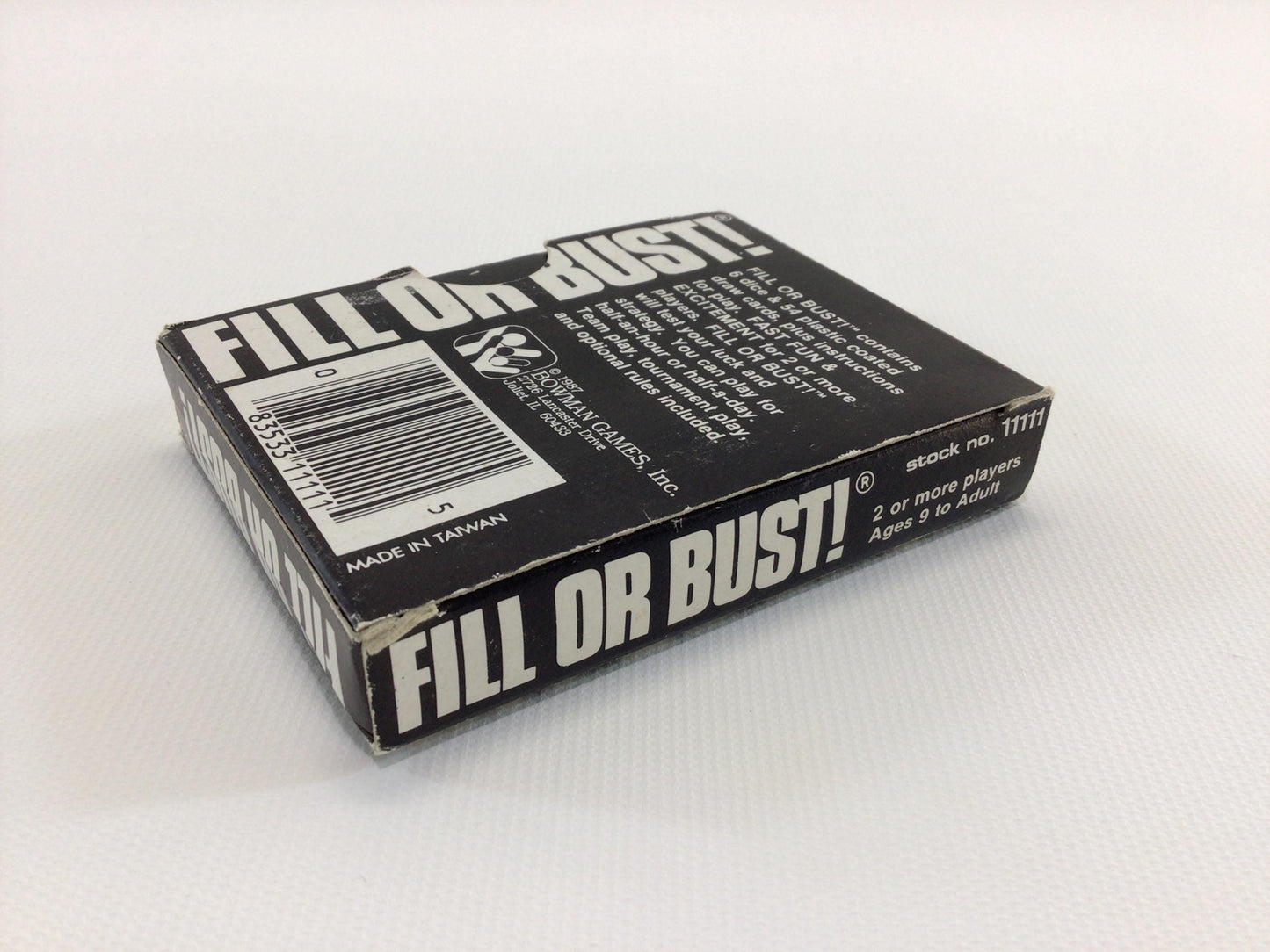 Fill or Bust! 1987 Bowman Games Vintage Family Fun Dice / Card Game
