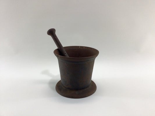 Cast Iron Mortar and Pestle Antique Druggist Pharmacy Apothecary Instrument Tool