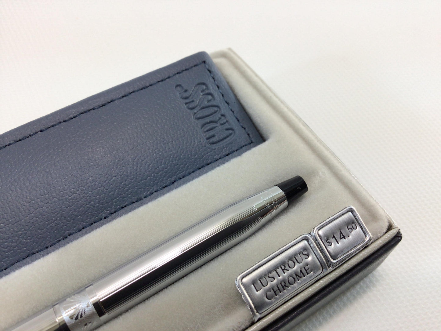 Cross Lustrous Chrome Seashell Motif Ballpoint Pen in Presentation Gift Box Blue Ink