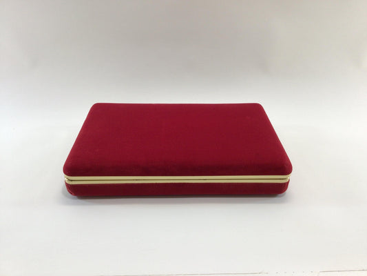 Red Velvet Mirrored Earring Jewelry Box Vintage Fashion Accessory Vanity Decor Mid Century Retro Storage Case