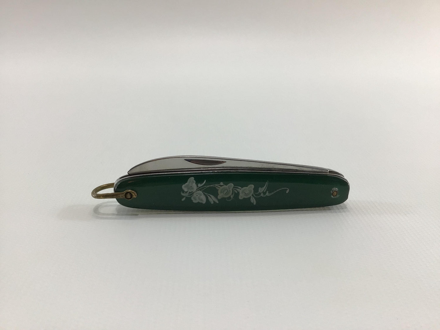 Lark Stainless Steel Single Blade Pocket Knife Vintage Souvenir Tropical Palm Trees Motif