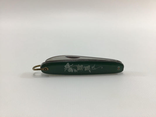 Lark Stainless Steel Single Blade Pocket Knife Vintage Souvenir Tropical Palm Trees Motif