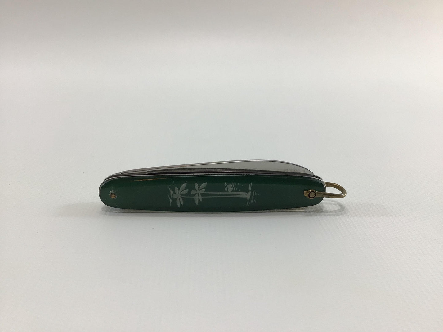 Lark Stainless Steel Single Blade Pocket Knife Vintage Souvenir Tropical Palm Trees Motif