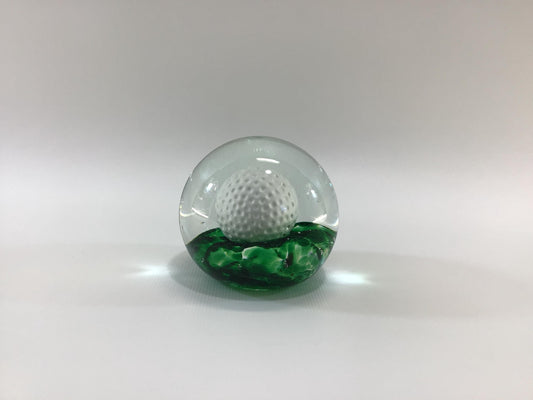 St Clair Art Glass In the Fairway Golf Ball Paperweight Vintage Office Desk Accessory