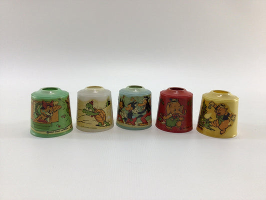 Noma Walt Disney Light Bells Lot of 5 C6 Bulb Shades Vintage Christmas Holiday Tree Decorating Ephemera