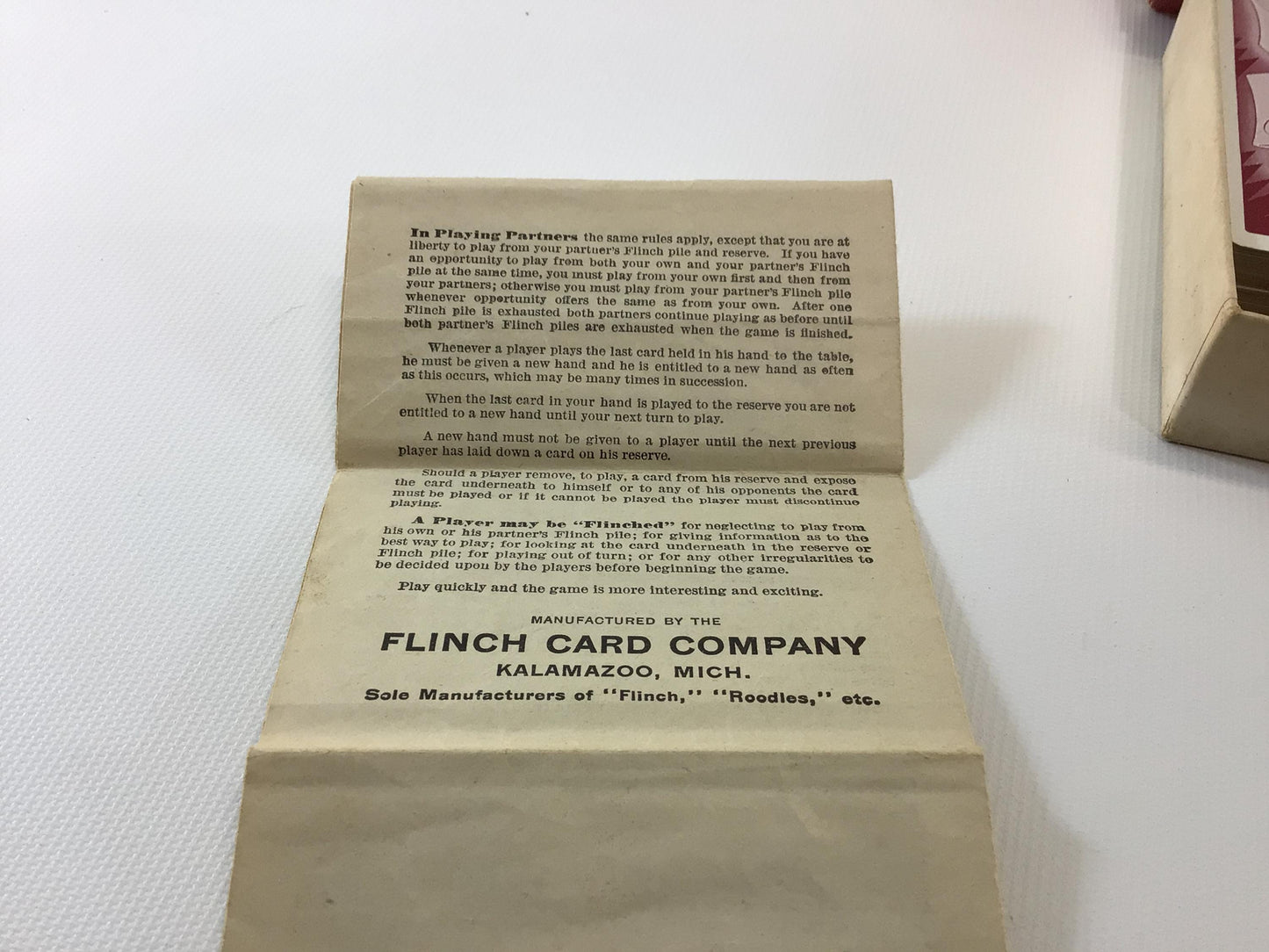 Flinch Card Parlor Game Vintage Family Entertainment Fun Toy