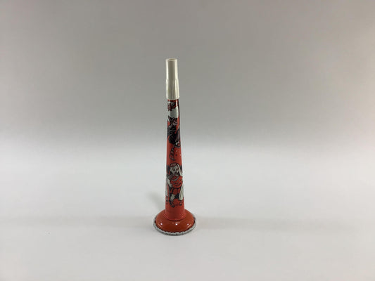Halloween Party Horn 7" Tin Lithograph US Metal Toy Noise Maker Vintage Holiday Ephemera
