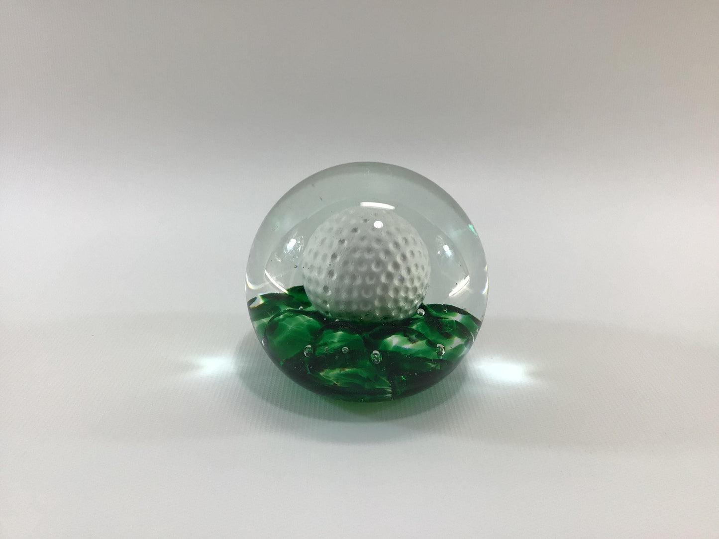 St Clair Art Glass In the Fairway Golf Ball Paperweight Vintage Office Desk Accessory