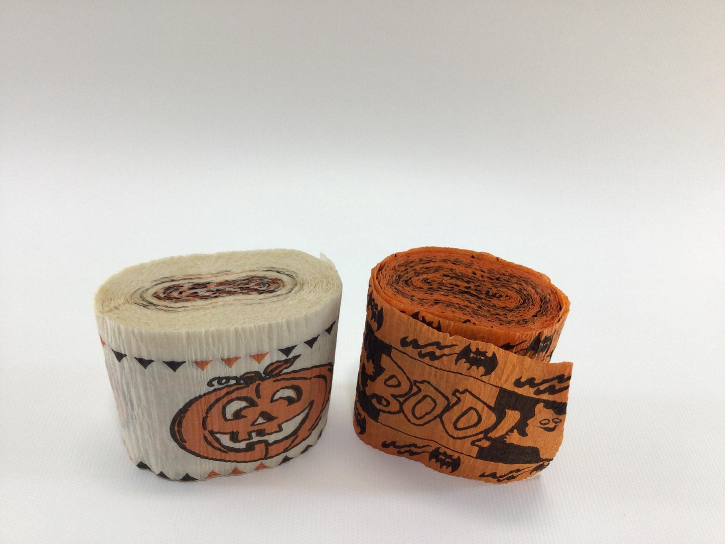 Halloween Crepe Paper Steamers Vintage Holiday Ephemera - Partial Rolls Ghosts Bats Jack O Lantern