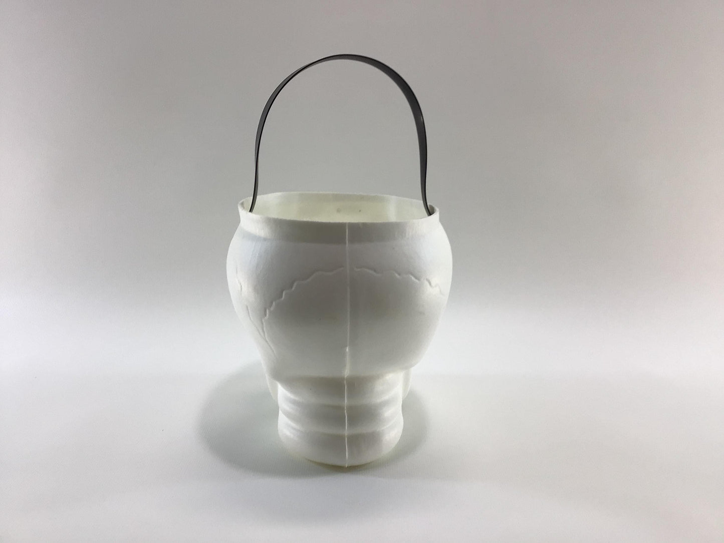 Bayshore Blow Mold Skull Trick or Treat Pail Candy Container Vintage Halloween Holiday Ephemera