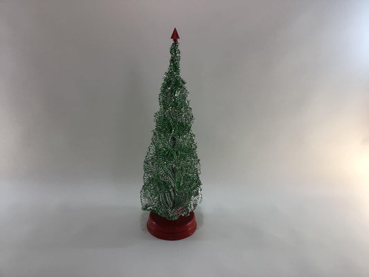 Mid Century Aluminum Tabletop Christmas Tree 1955 Hankscraft 18" Musical Rotating Kitschy Vintage Holiday Decor - Silent Night