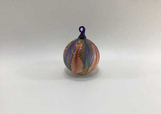 Cobalt Blue Swirled Art Glass Christmas Tree Ornament Signed Daniel Lotton 1991 Quality Handmade Vintage Holiday Home Decor