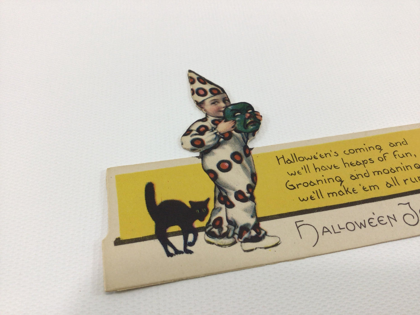 Halloween Place Card Hallowe'en Joys Made in USA Antique Holiday Ephemera