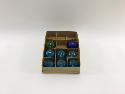 Kugle Style 35mm Mini Christmas Tree Ornaments Box of 8 Vintage Colored Glass Holiday Tabletop Feather Tree Decorations