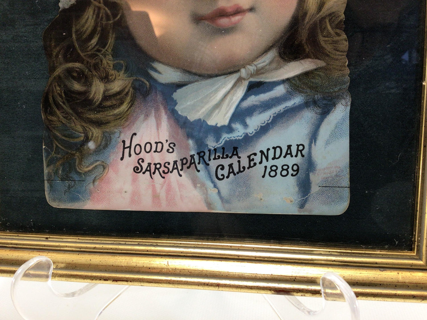 Framed Hood's Sarsaparilla 1889 Advertising Calendar Antique Ephemera Wall Decor