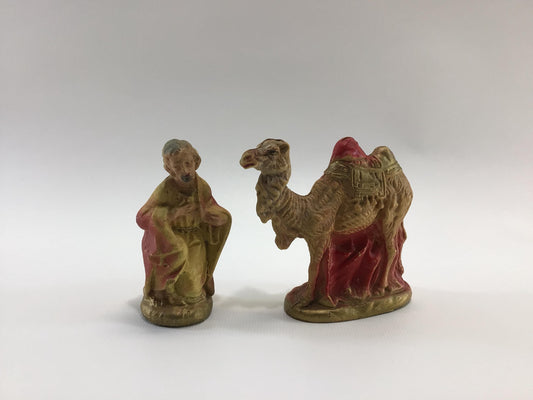 Joseph with Camel Vintage Viscoloid Nativity Set Figurine Replacement Pieces Christmas Holiday Decoration