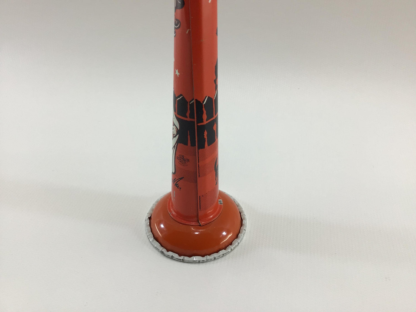 Halloween Party Horn 7" Tin Lithograph US Metal Toy Noise Maker Vintage Holiday Ephemera