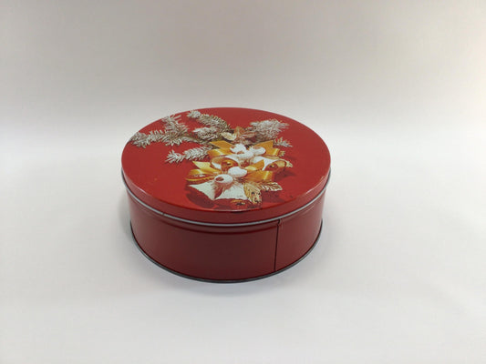 Holiday Swag Fruitcake Tin Storage Container Vintage Christmas Decor