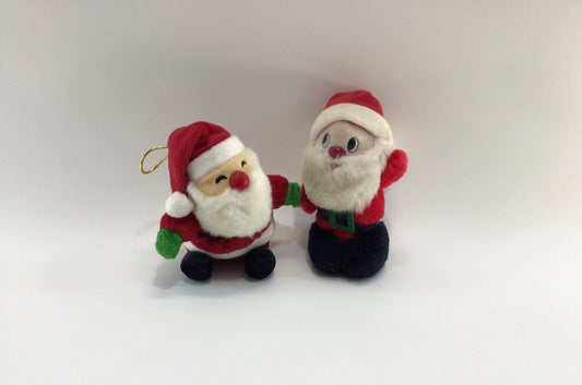 Plush Santa Claus 2 Small Santa's Russ and Chosun Vintage Christmas Holiday Decor