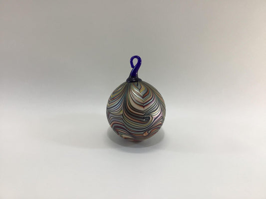 Metallic Multi Swirl Art Glass Christmas Tree Ornament Signed Daniel Lotton 1989 Quality Handmade Vintage Holiday Home Decor