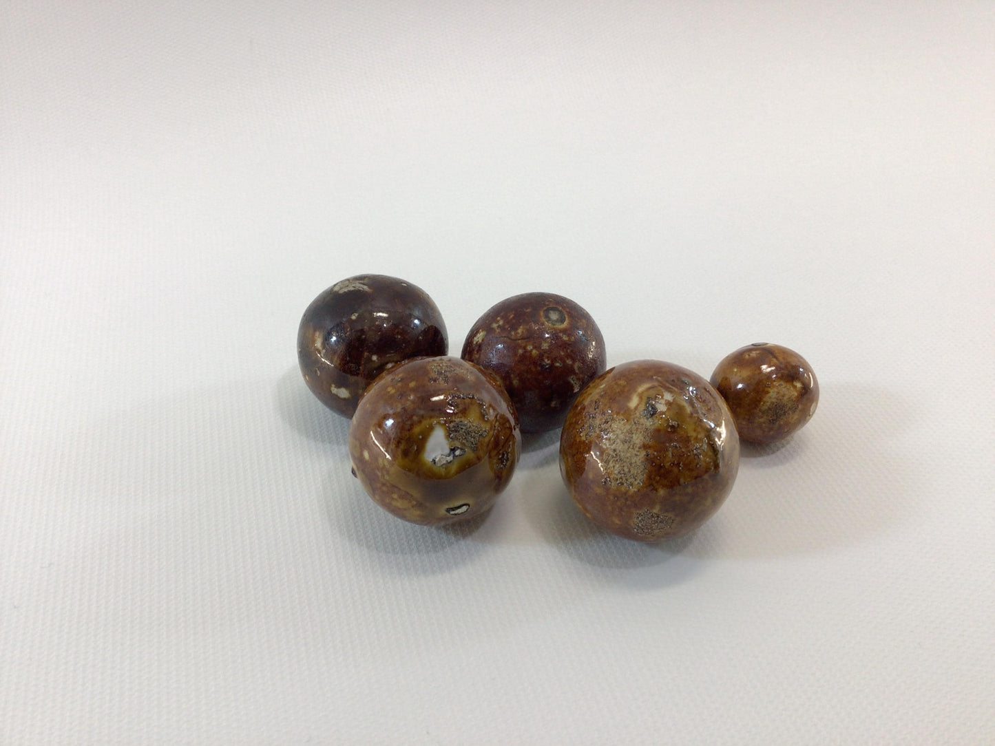 Clay Bennington Marbles Lot of 5 Large Brown Shooters Antique Primitive Handmade Toy Game Pieces