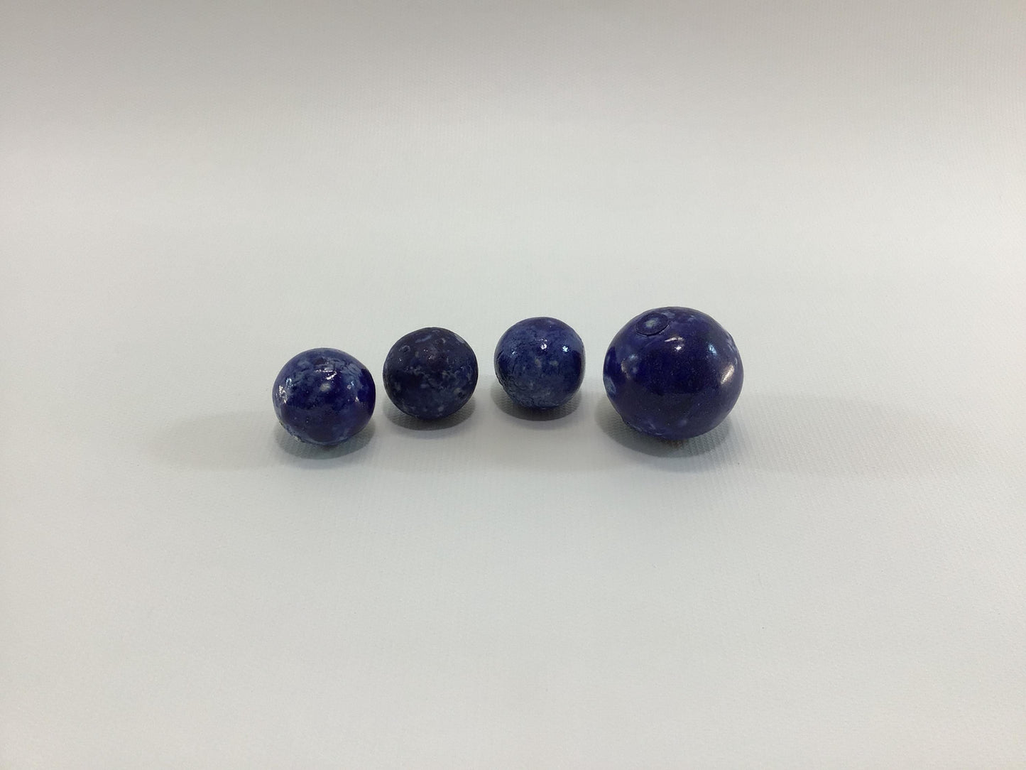 Clay Bennington Marbles Lot of 4 Large Blue Shooters Antique Primitive Handmade Toy Game Pieces