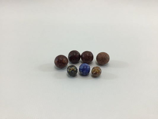 Antique Marbles Lot of 7 Primitive Handmade Toy Game Pieces Bennington PeeWee's and Early American Clay