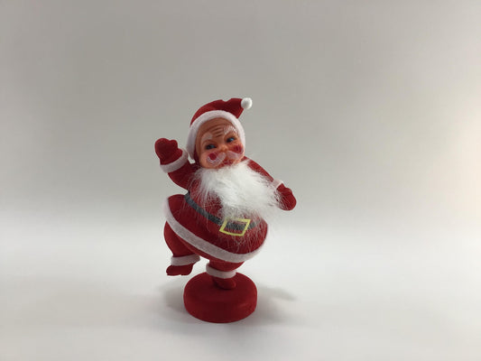 Vintage Flocked 9" Santa Claus Figurine Vintage Kitschy Christmas Holiday Decor