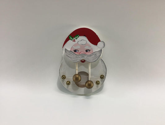 Santa Face Wooden Door Harp Chime Vintage 1988 Christmas Holiday Decor