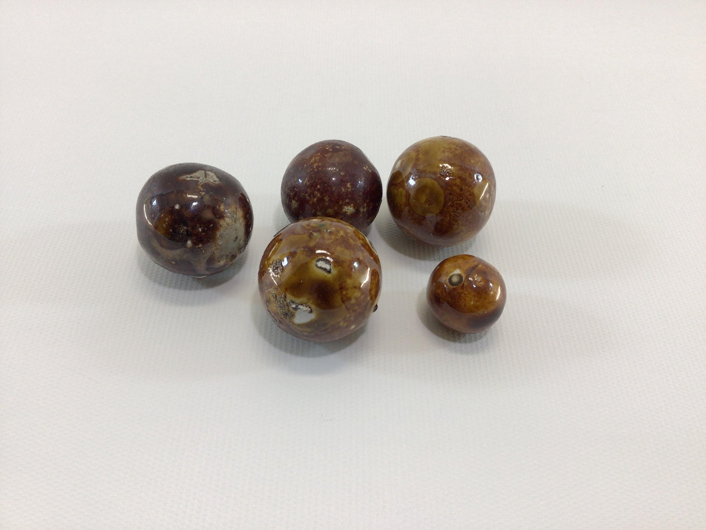 Clay Bennington Marbles Lot of 5 Large Brown Shooters Antique Primitive Handmade Toy Game Pieces