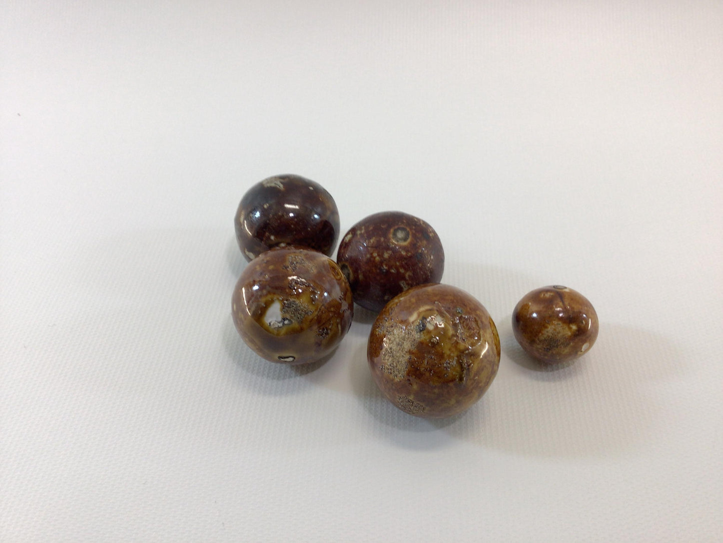 Clay Bennington Marbles Lot of 5 Large Brown Shooters Antique Primitive Handmade Toy Game Pieces