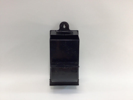 Antique Tin Black Match Holder Wall Hanger Rustic Primitive Country Farmhouse Kitchen Decor Schwartzkopf Toledo Patent 1914