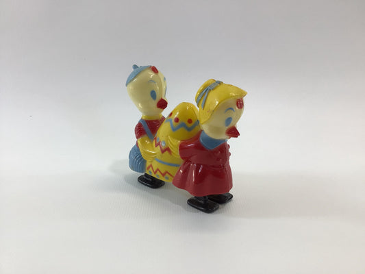 Ramp Walker Toy Chicks Carrying an Egg Vintage Easter Holiday Collectible Decor