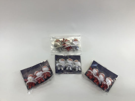 Silver and Red Glitter Santa Claus Tree Ornaments Vintage Blow Mold Kitschy Christmas Holiday Decor