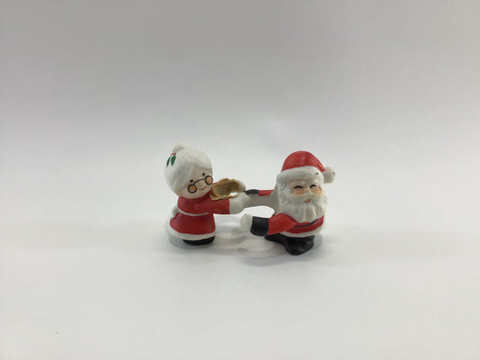 Lenox Mr and Mrs Claus Bisque Ceramic Candle Hugger Set Vintage Christmas Holiday Decor