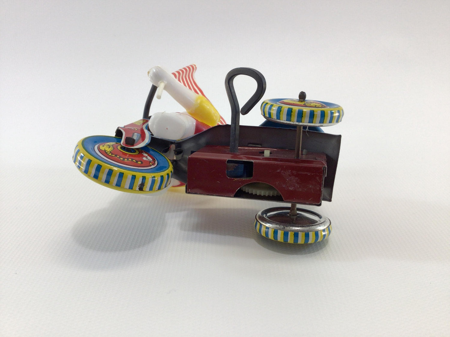Toy Easter Bunny Wind Up Tin Lithograph Tricycle with Bell Vintage Made in Japan Holiday Kitsch