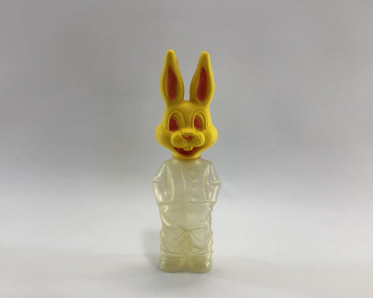Easter Bunny Candy Container Blow Mold Plastic Bank with Removable Head Vintage Holiday Collectible Decor