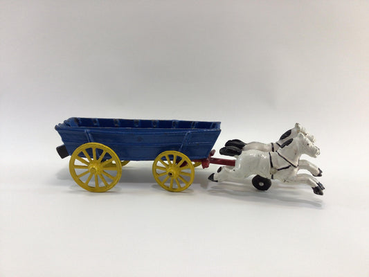Vintage Reproduction Horse and Wagon Home Decor Display Cast Iron Toy
