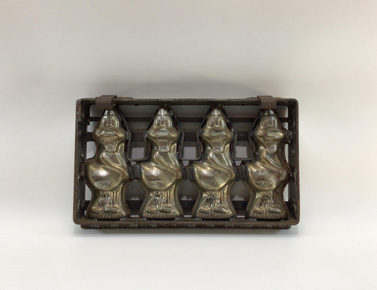 Hinged German Chocolate Mold Easter Ducklings Antique Rustic Holiday Kitchen Decor