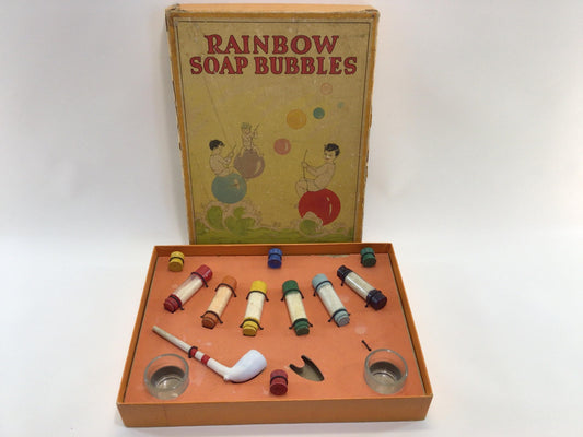 Milton Bradley Rainbow Soap Bubbles No 4695 Vintage Toy Bubble Blowing Playset
