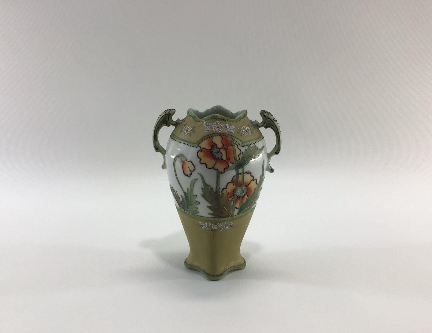 Nippon Porcelain Ceramic 6" Bud Vase with Hand Painted Floral Motif Accents Quality Made Antique Home Decor