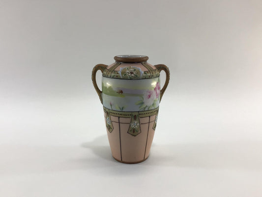Nippon Porcelain Ceramic 5" Pink Bud Vase with Hand Painted Accents Quality Made Antique Home Decor