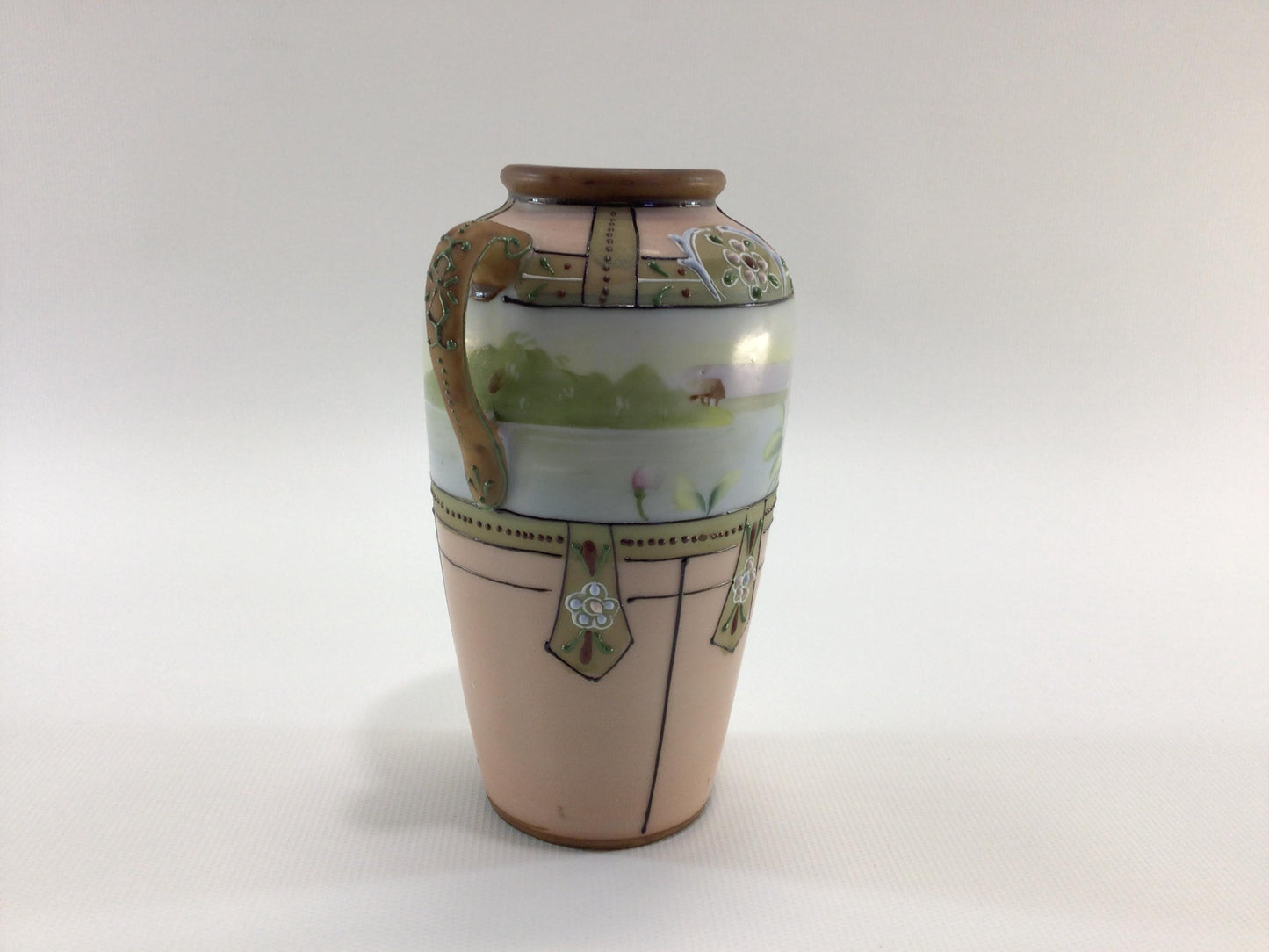 Nippon Porcelain Ceramic 5" Pink Bud Vase with Hand Painted Accents Quality Made Antique Home Decor