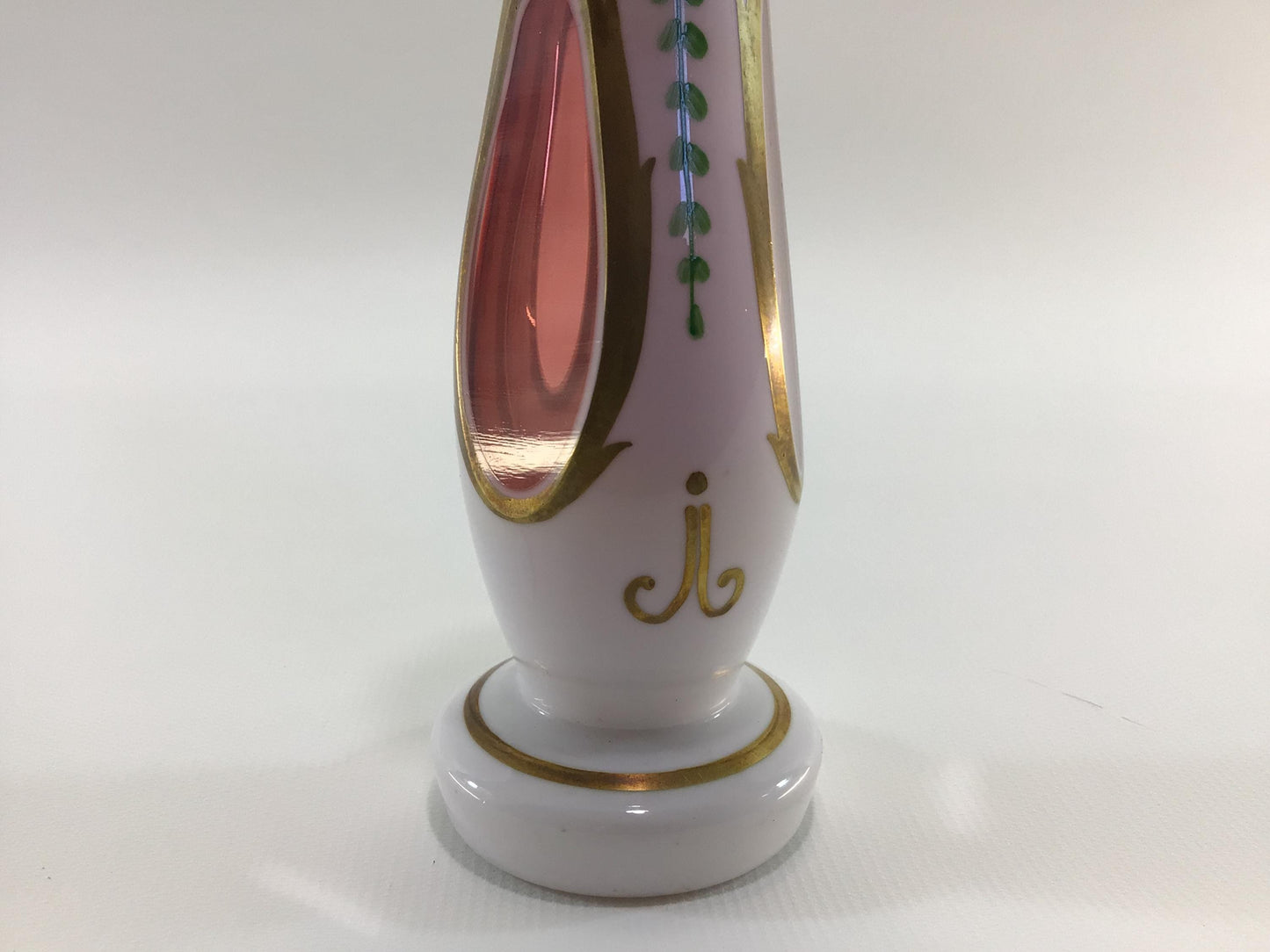 Bohemia Glass 6" Bud Vase Hand Painted Cut Glass Antique Glassware Made in Czechoslovakia